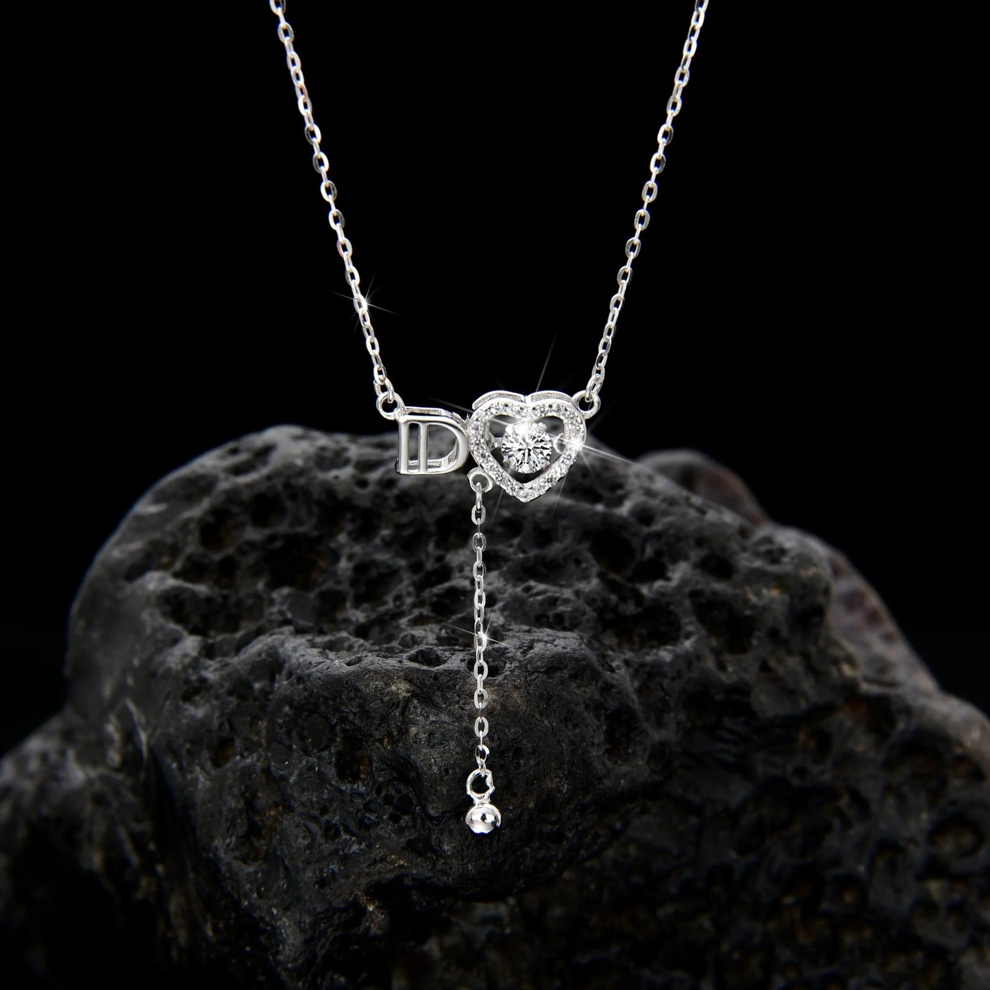 Women's exquisite zirconia ID letter heart necklace - jewelry - weilin.com