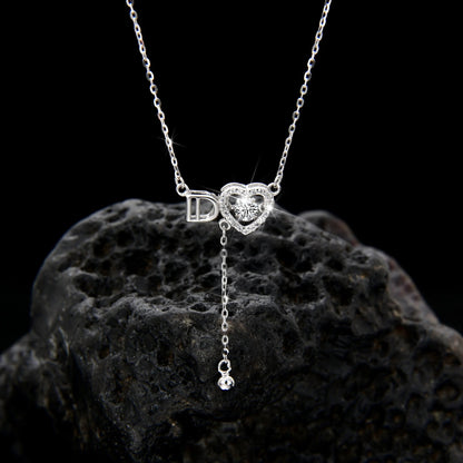 Women's exquisite zirconia ID letter heart necklace - jewelry - weilin.com