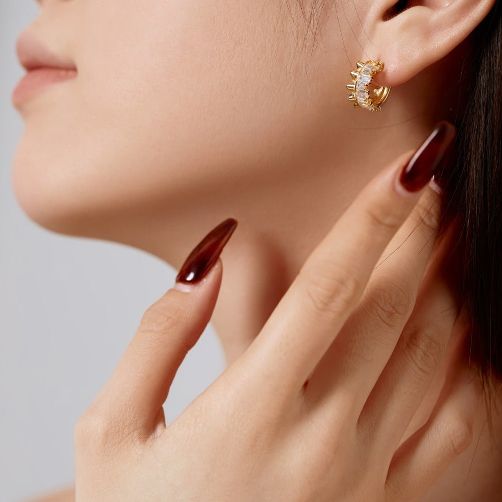 Zirconia Rectangular Earrings - jewelry - weilin.com