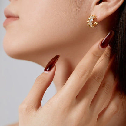 Zirconia Rectangular Earrings - jewelry - weilin.com
