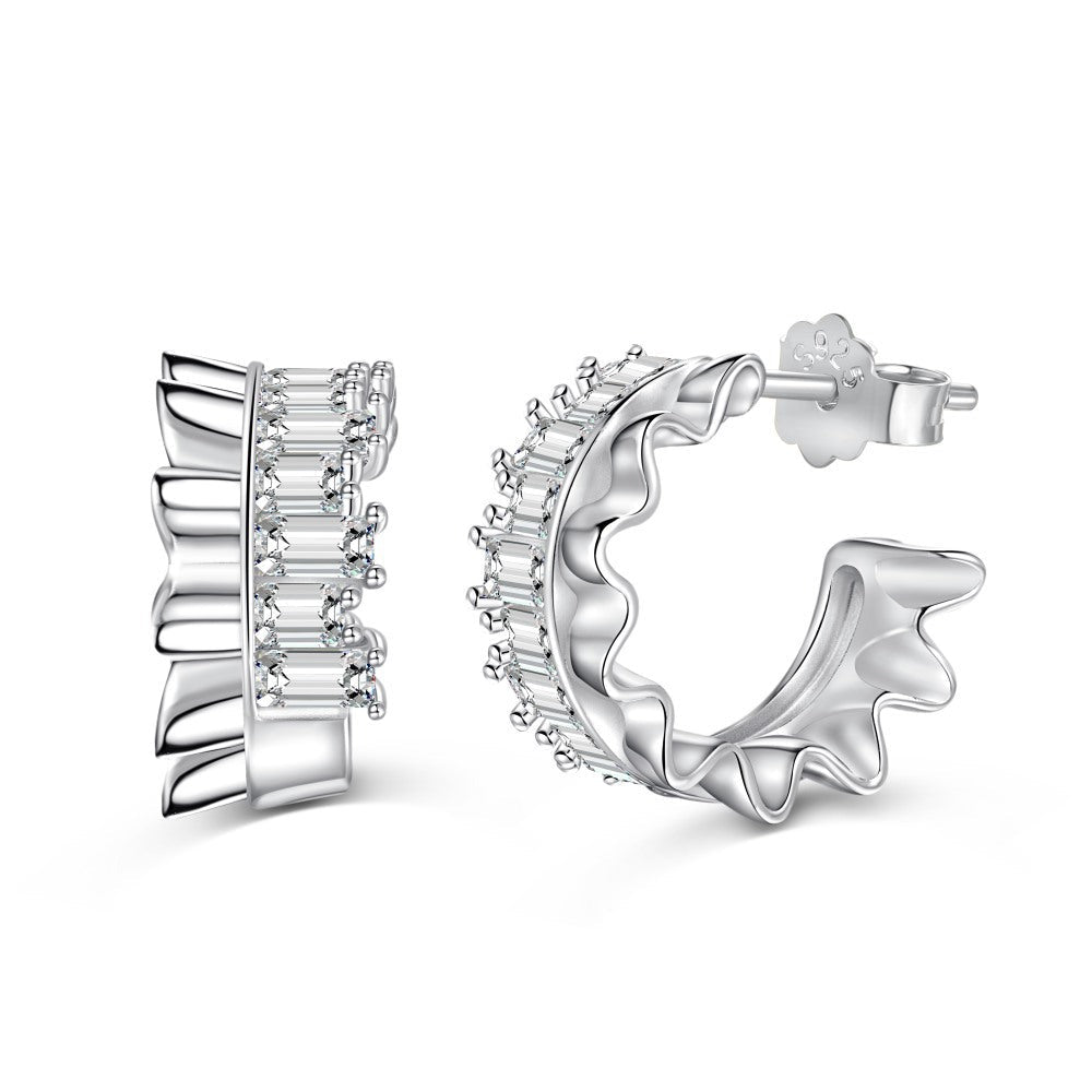Zirconia Rectangular Earrings - jewelry - weilin.com